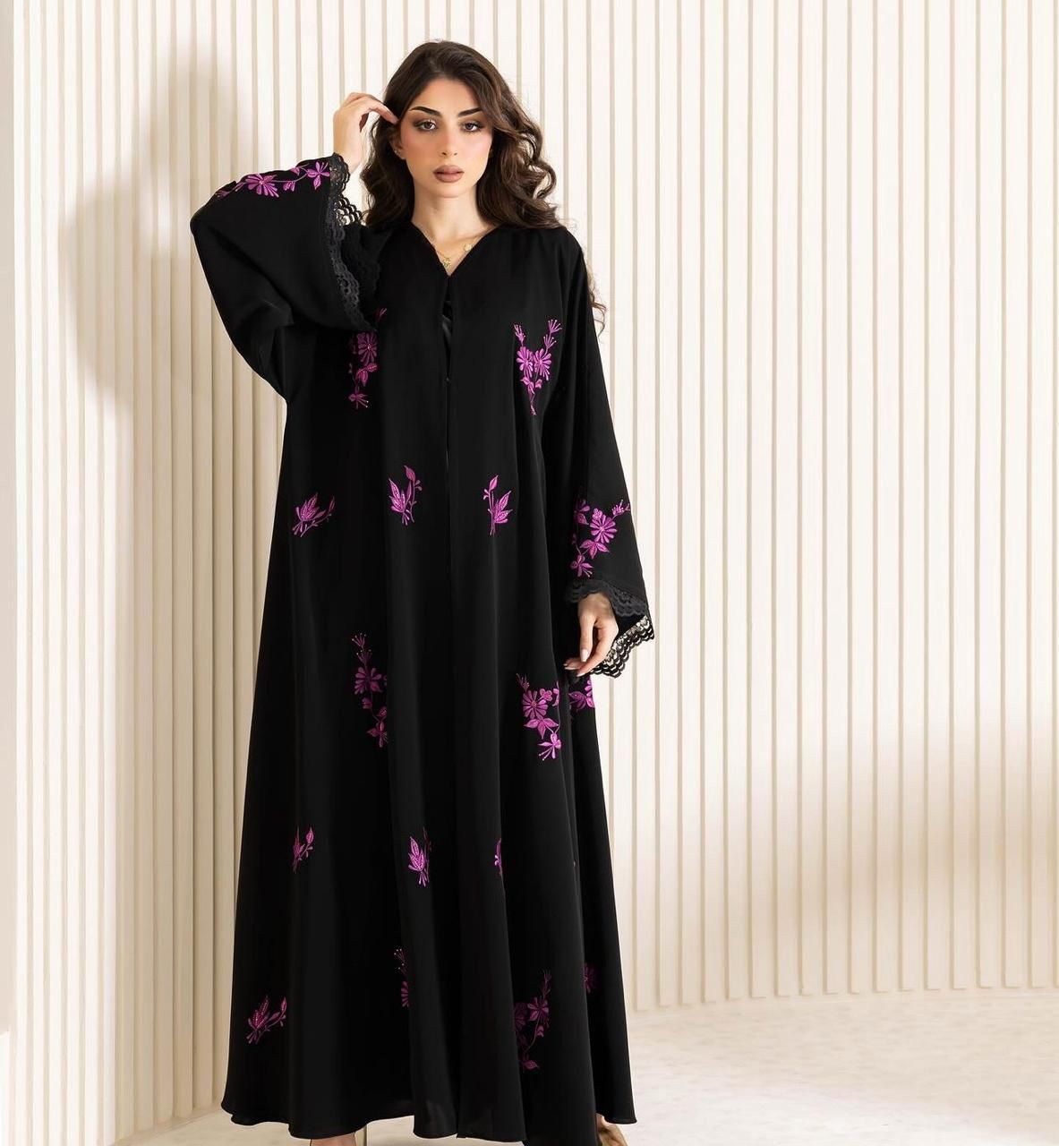 عبايا خليجية إماراتية تطريز مفتوحة من 3 قطع - الصورة 4