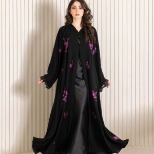 عبايا خليجية إماراتية تطريز مفتوحة من 3 قطع