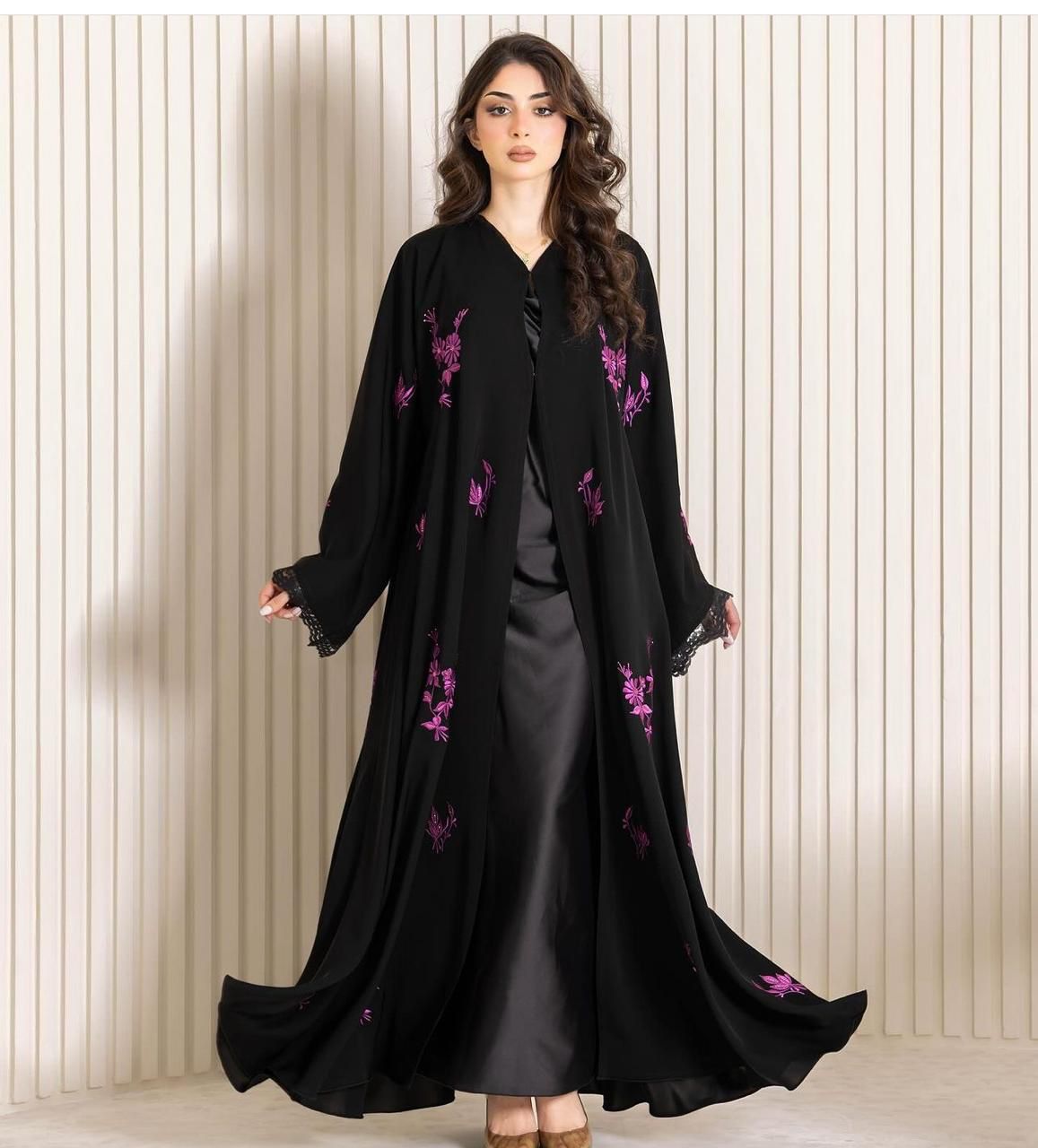 عبايا خليجية إماراتية تطريز مفتوحة من 3 قطع